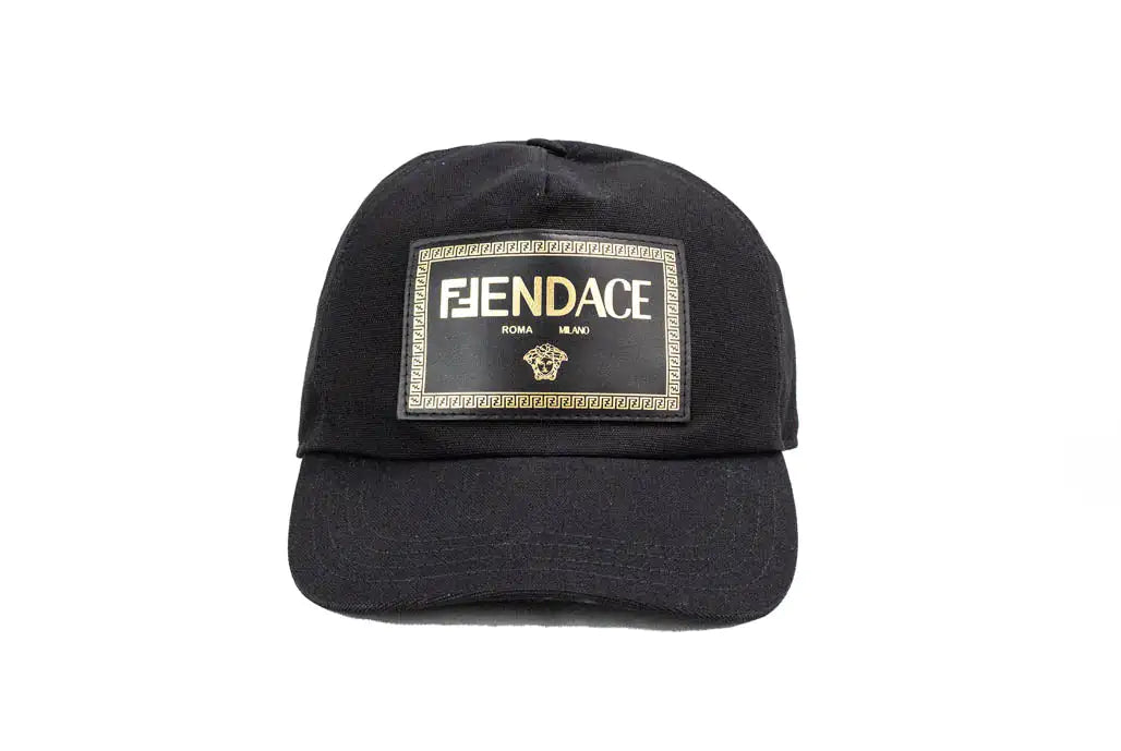 正品 Fendi X Versace Fendace 黑色棉质可调节棒球帽