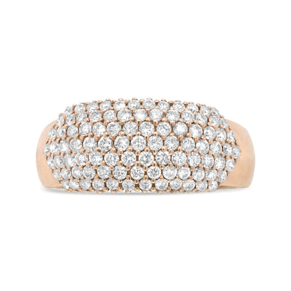 Jewelry - 18K Rose Gold 1.00 Cttw Diamond Multi Row Dome Band Ring (F-G Color, VS1-VS2 Clarity)