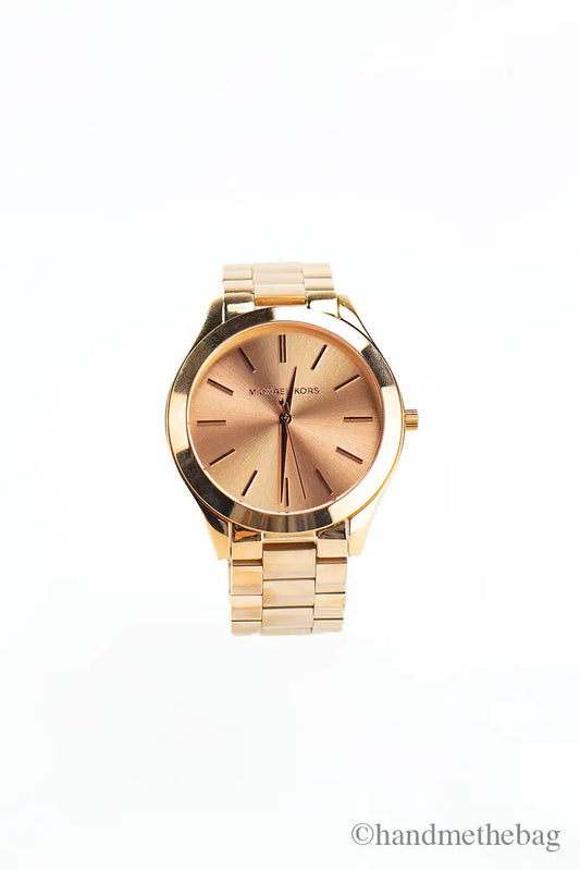 Michael Kors (MK3197) Slim Runway Mono Rose Gold-Toned Stainless Steel Watch