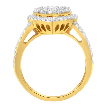 Jewelry - 2 Micron Yellow Plated Sterling Silver Diamond Cluster Ring (1 1/2 cttw, J-K Color, I1-I2 Clarity)