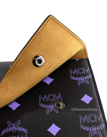 MCM Color Splash Large Dahlia Purple Clutch Pouch Trio