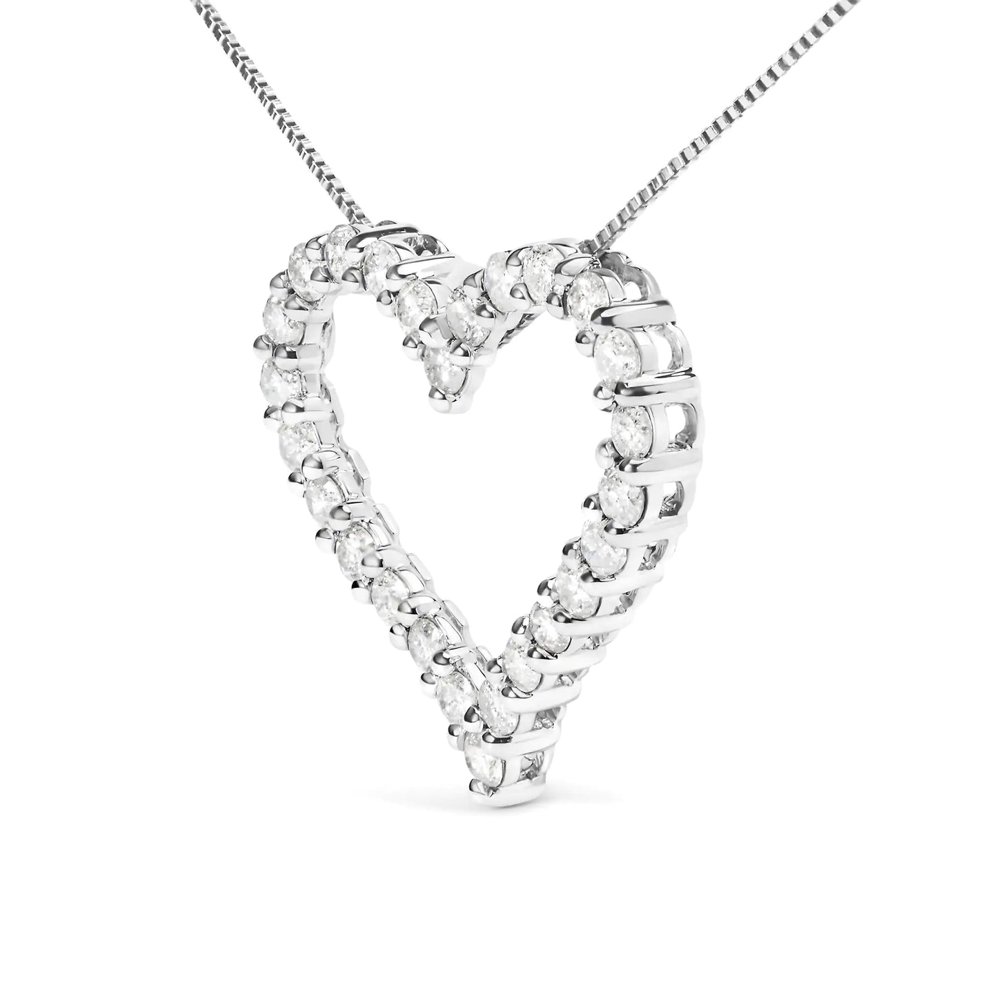 Gioielli - Collana con ciondolo a forma di cuore aperto con diamanti da 2,0 ct in argento sterling .925, lunghezza 18" (colore IJ, purezza I2-I3)