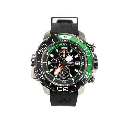 "Rainbow Galore Top Pick" Green Titanium Bezel Black Strap Citizen Promaster Aqualand Watch