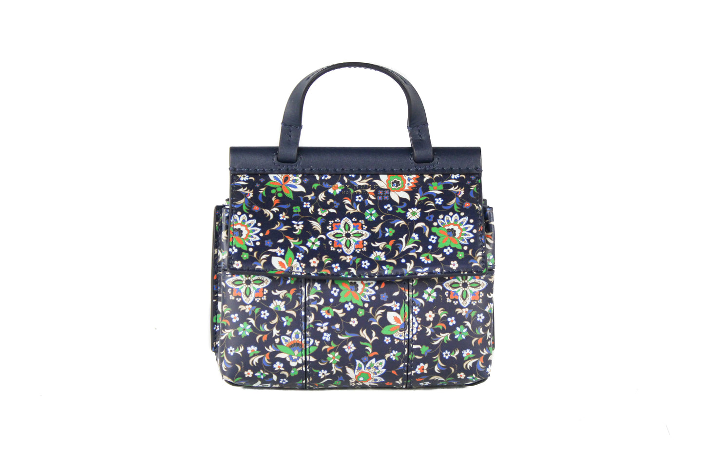 Bolso bandolera mini con estampado floral Tory Burch Block T Navy Soleil