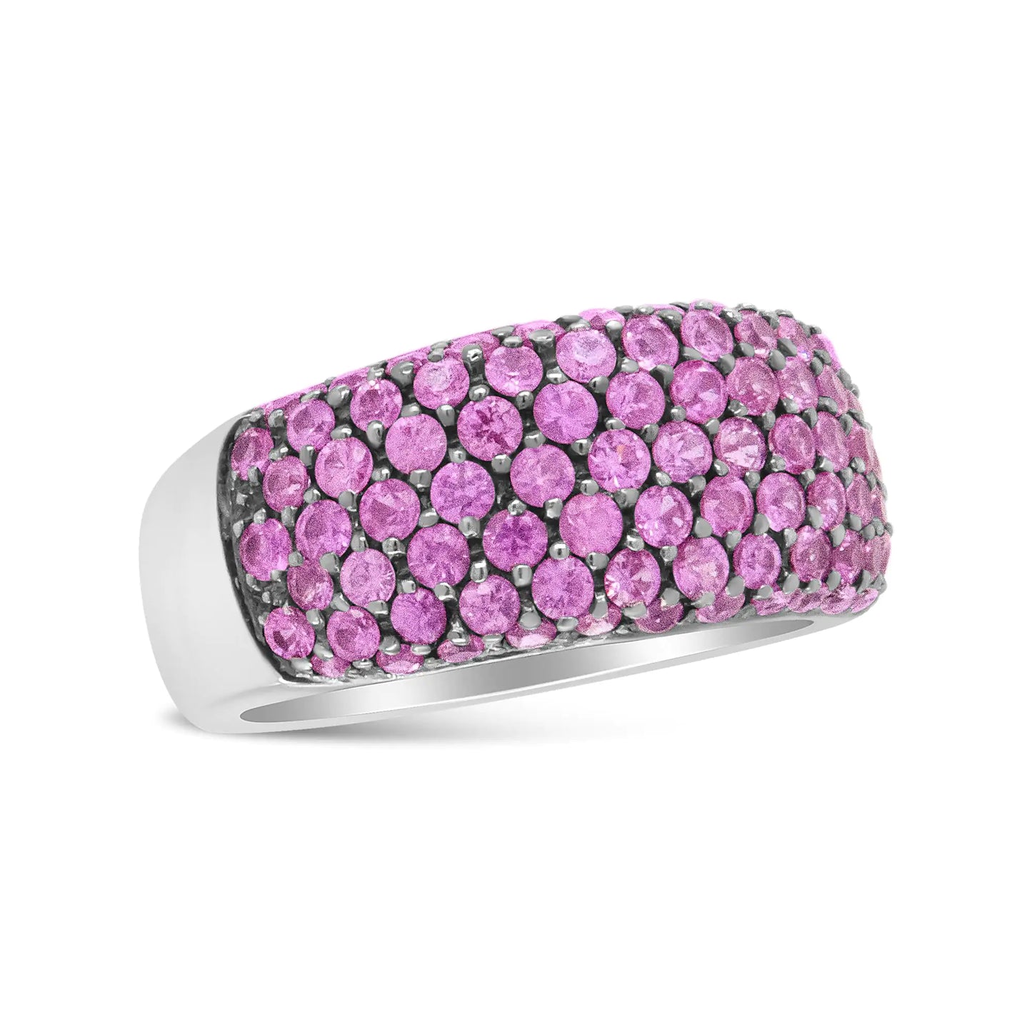 Jewelry - 18K White Gold and Black Rhodium Multi Row Pink Sapphire Classic Band Ring