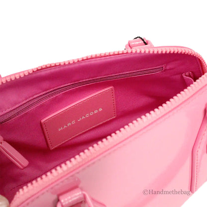 Marc Jacobs Small Candy Pink Patent Dome Satchel Crossbody Bag