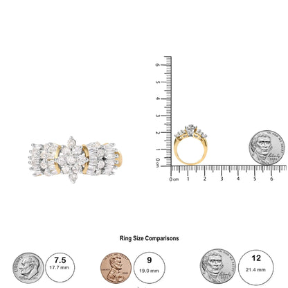 Jewelry - 10K Yellow Gold 1.00 Cttw Diamond Starburst Ring Band (H-I Color, I1-I2 Clarity)