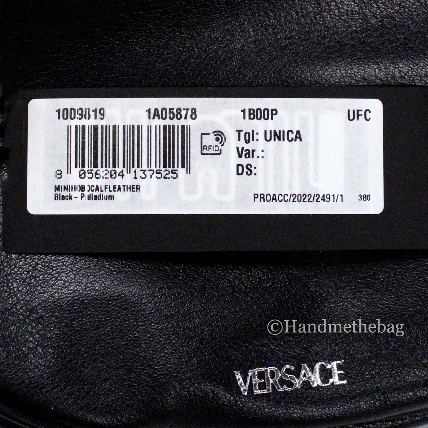 Versace Mini Zippered Medusa Black Leather Hobo Shoulder Bag