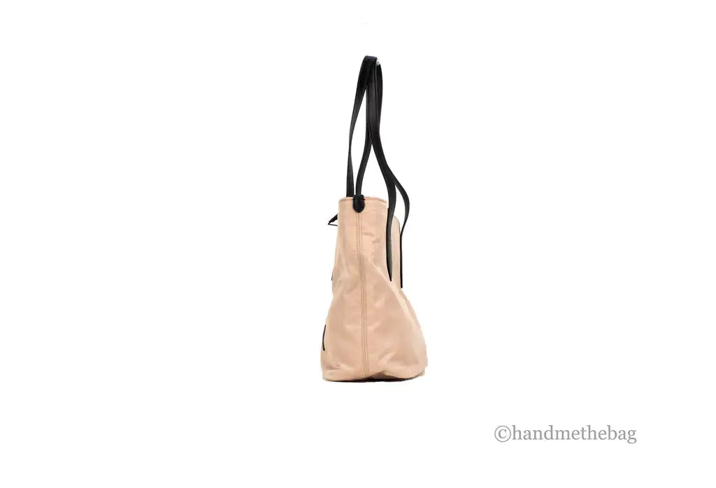 "Rainbow Galore Top Pick" Borsa tote in nylon Econyl piccola rosa beige con marchio Burberry