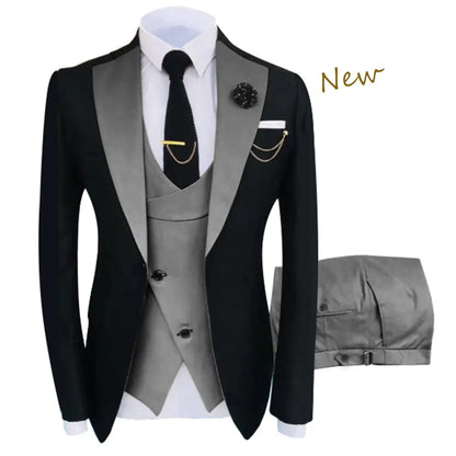 Elegant Luxury Men's 3-Piece Tuxedo Set - Jacket, Trousers, Vest