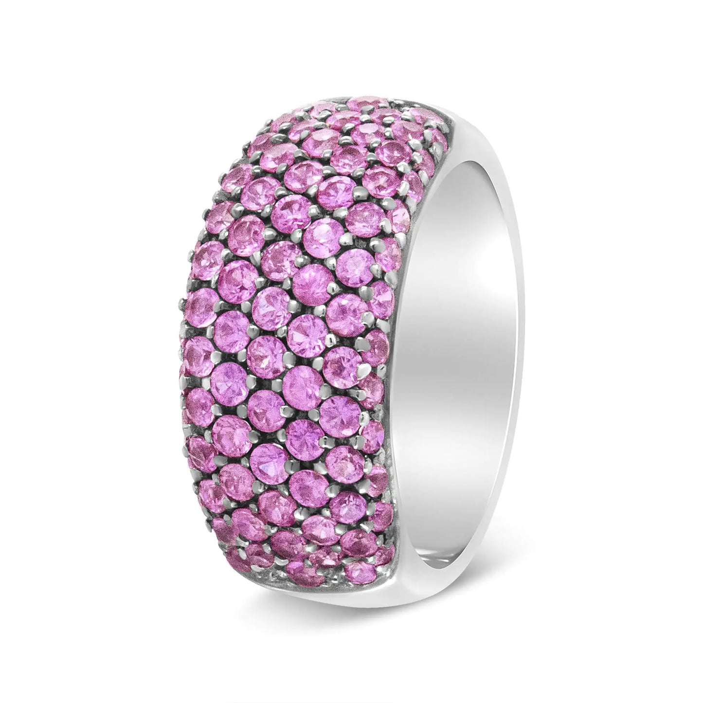 Jewelry - 18K White Gold and Black Rhodium Multi Row Pink Sapphire Classic Band Ring