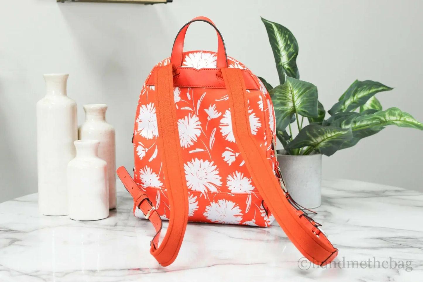 Kate Spade Karissa Wild Bloom Bright Orange Nylon Backpack