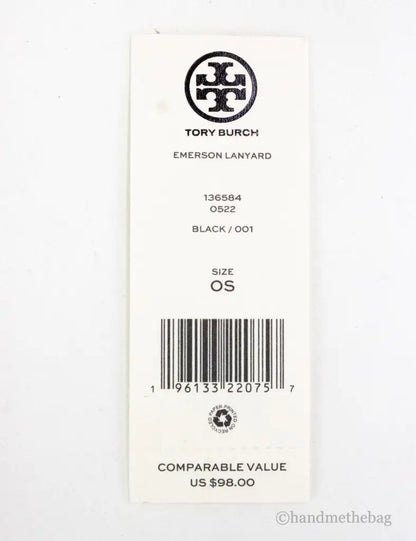 Tory Burch (136584) Emerson Black Saffiano Leather Necklace Lanyard Card Case