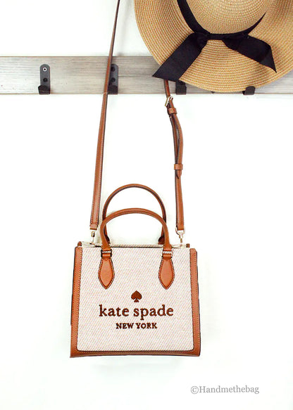 Kate Spade Ellie Small Warm Gingerbread Canvas Crossbody Tote