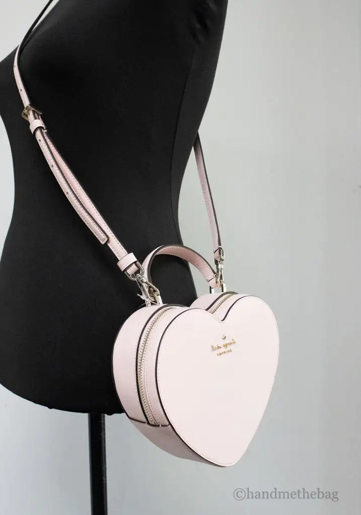 Kate Spade Love Shack Chalk Pink Saffiano Leather Top Handle Heart Crossbody Borsa a mano