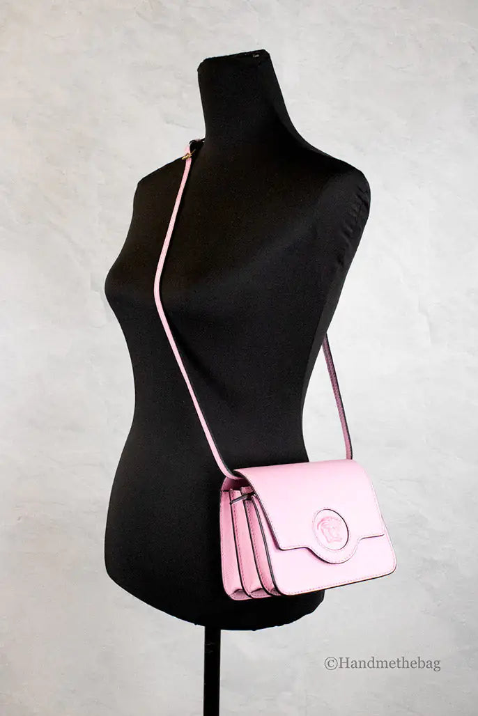 Versace La Medusa Small Pink Leather Evening Crossbody Bag