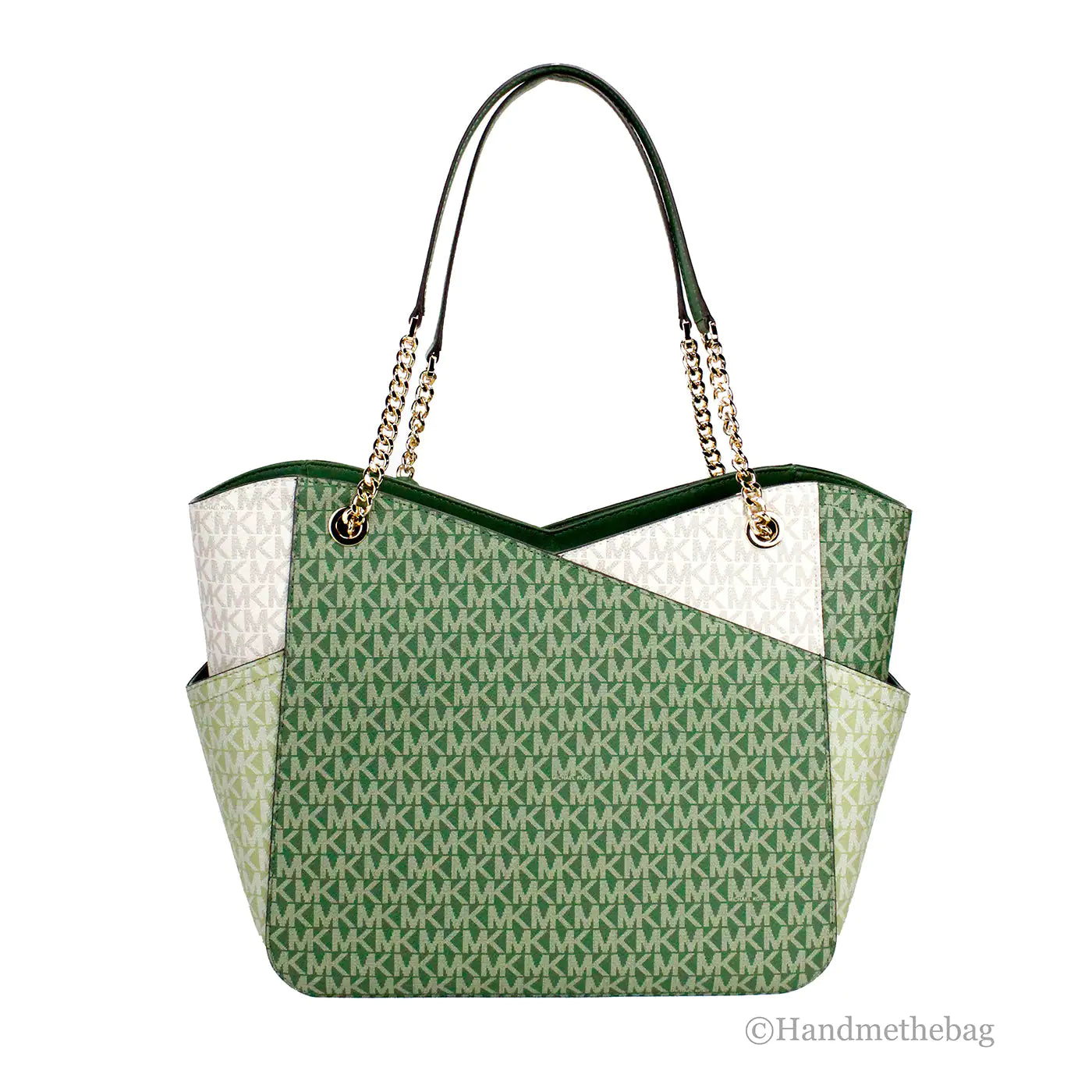 Michael Kors Fern Green X Cross Chain Shoulder Tote