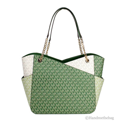 Michael Kors Fern Green X Cross Chain Shoulder Tote