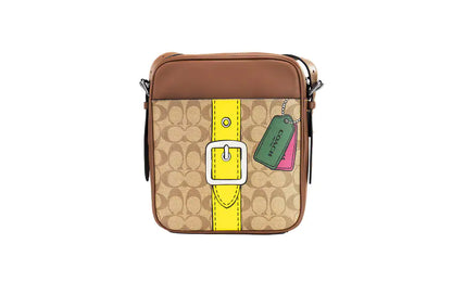 Borsa Coach Hudson 21 media trompe l'oeil color kaki