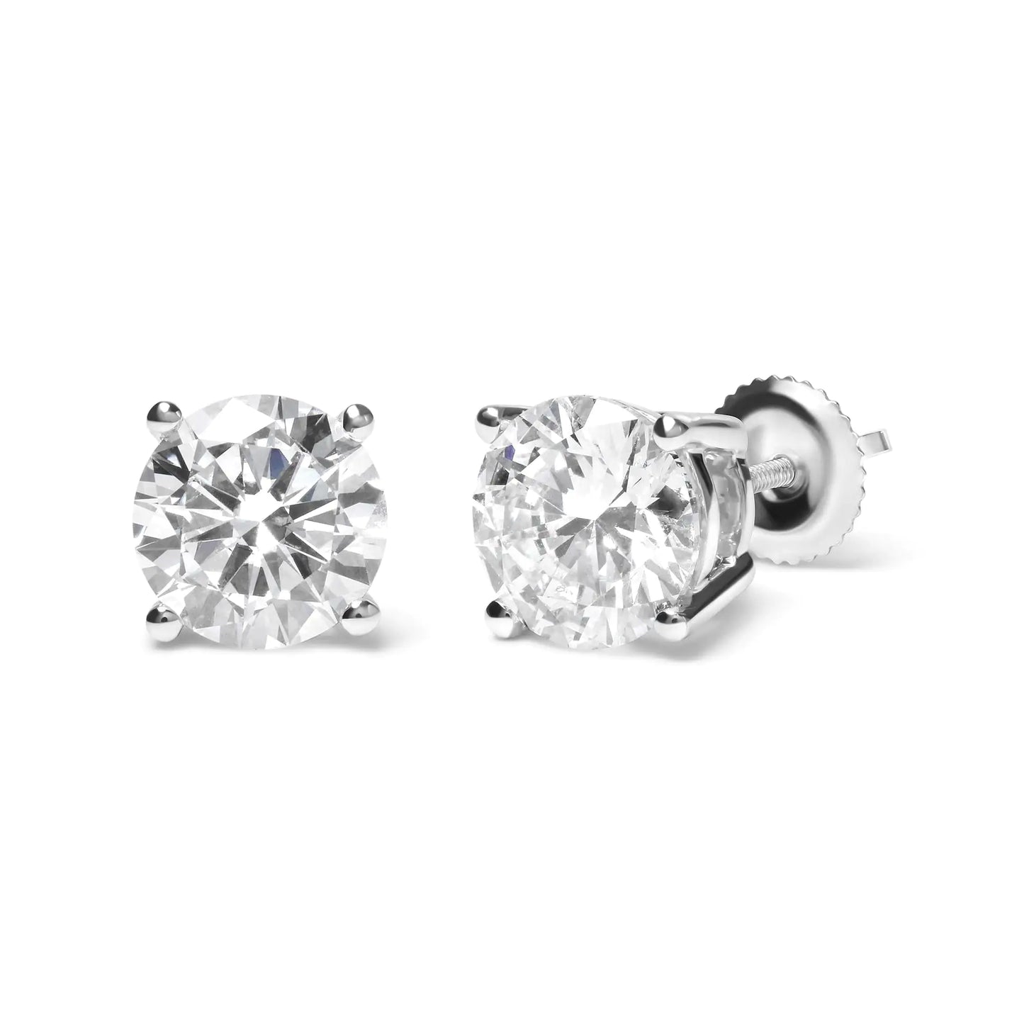 Jewelry -  GIA Certified 14K White Gold 6.0 Cttw 4-Prong Round Brilliant Cut Diamond Solitaire Stud Earrings with Screw Backs (F Color, VS2 Clarity)