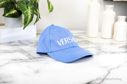 Versace Sky Blue Cotton Embroidered Logo Adjustable Baseball Hat