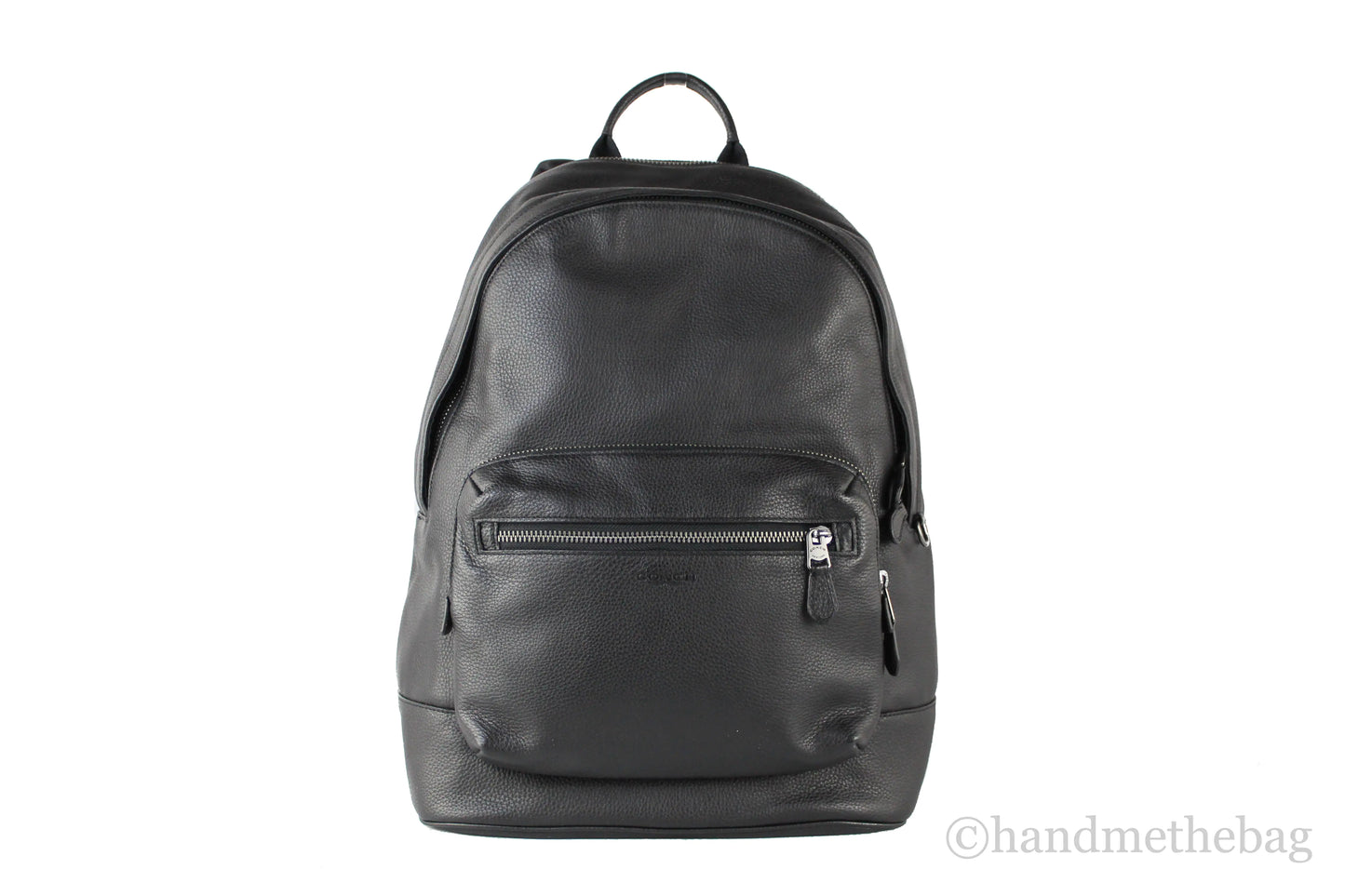 Coach Men's West Large Black Leather Backpack Shoulder Bookbag