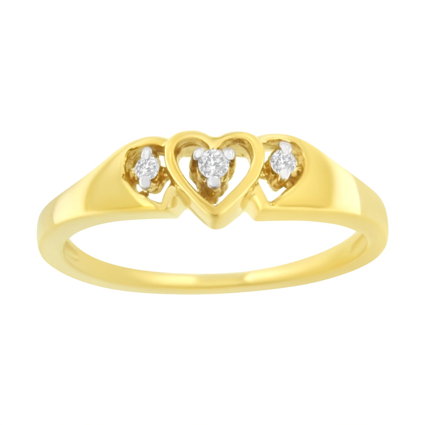 Jewelry - 10KT Yellow Gold 1/20 cttw Diamond Triple Heart Diamond Ring (K-L, I1-I2)