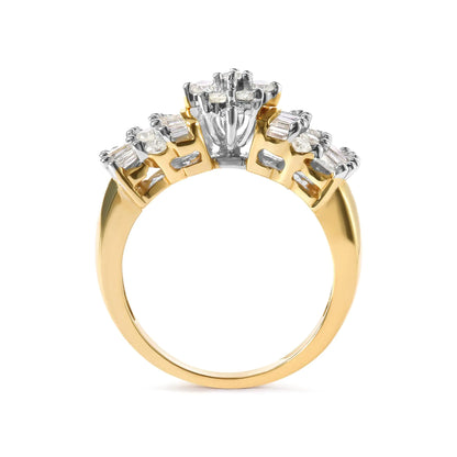 Jewelry - 10K Yellow Gold 1.00 Cttw Diamond Starburst Ring Band (H-I Color, I1-I2 Clarity)