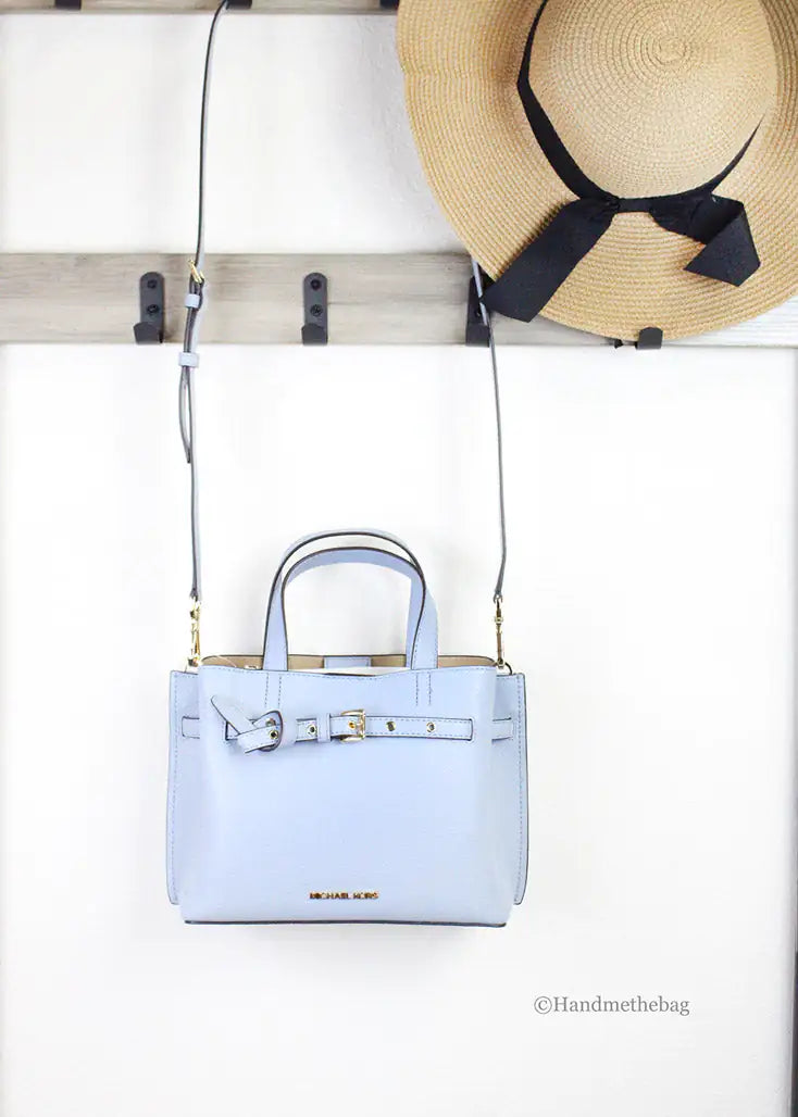 Michael Kors Emilia Small Pale Blue Leather Satchel Bag