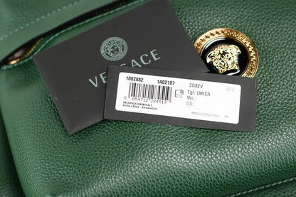 Zaino a tracolla autentico Versace Medusa Large in pelle verde scuro