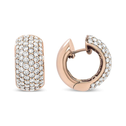 Jewelry - 18K Rose Gold 3 1/8 Cttw Round Diamond Dome Hoop Earrings (J-K Color, VS1-VS2 Clarity)