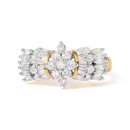 Jewelry - 10K Yellow Gold 1.00 Cttw Diamond Starburst Ring Band (H-I Color, I1-I2 Clarity)