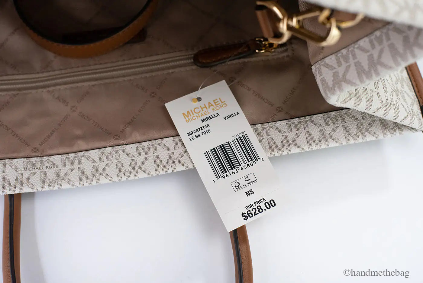 Michael Kors Mirella 大号香草色 PVC 南北手提包