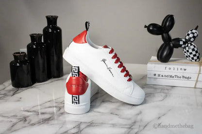 Versace White Red Vitello Leather Gianni Versace Signature Sneakers