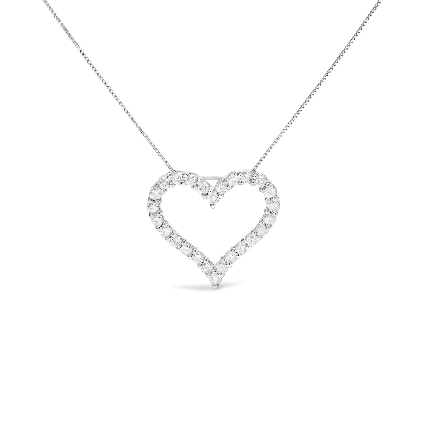 Gioielli - Collana con ciondolo a forma di cuore aperto con diamanti da 2,0 ct in argento sterling .925, lunghezza 18" (colore IJ, purezza I2-I3)