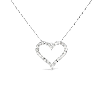 Gioielli - Collana con ciondolo a forma di cuore aperto con diamanti da 2,0 ct in argento sterling .925, lunghezza 18" (colore IJ, purezza I2-I3)