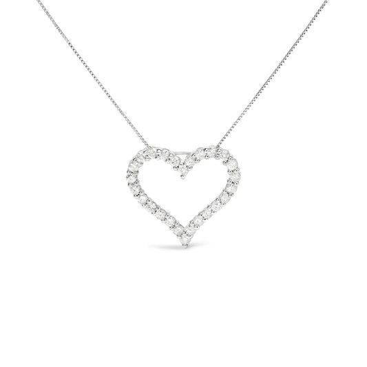 Gioielli - Collana con ciondolo a forma di cuore aperto con diamanti da 2,0 ct in argento sterling .925, lunghezza 18" (colore IJ, purezza I2-I3)