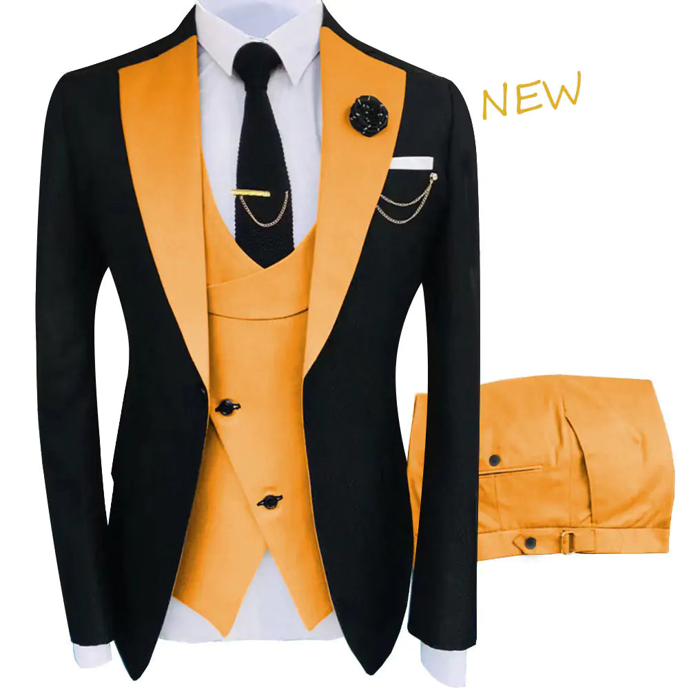 Elegant Luxury Men's 3-Piece Tuxedo Set - Jacket, Trousers, Vest