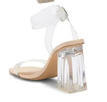 "Rainbow Galore Top Pick" Elegant Steve Madden Hundred Clear Block Heel Sandal