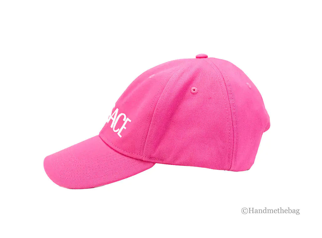 Cappello da baseball regolabile autentico Versace in cotone rosa acceso con logo ricamato