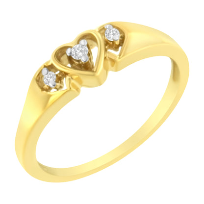 Jewelry - 10KT Yellow Gold 1/20 cttw Diamond Triple Heart Diamond Ring (K-L, I1-I2)