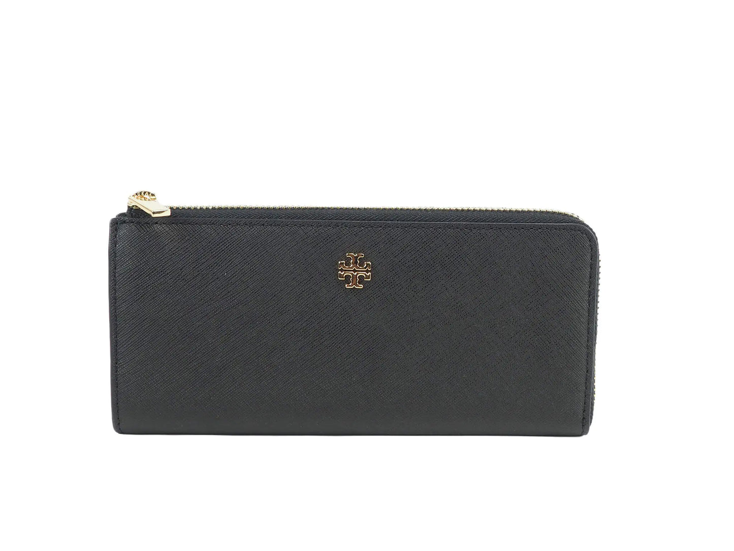 Tory Burch Emerson Black Leather L- Zip Continental Wallet