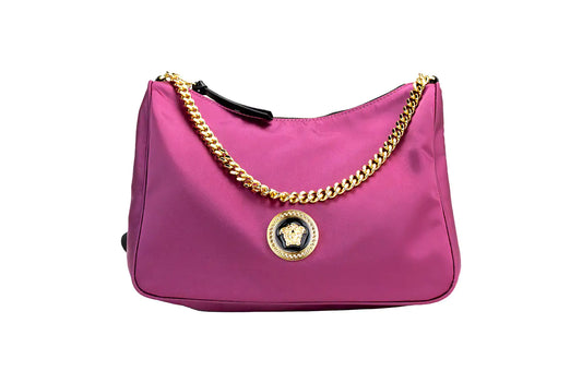 Versace Dahlia Small Nylon Medusa Pendant Crossbody Shoulder Bag