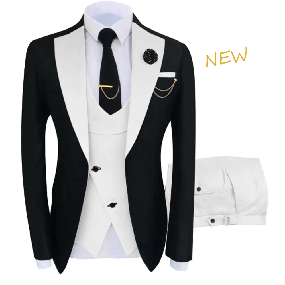 Elegant Luxury Men's 3-Piece Tuxedo Set - Jacket, Trousers, Vest