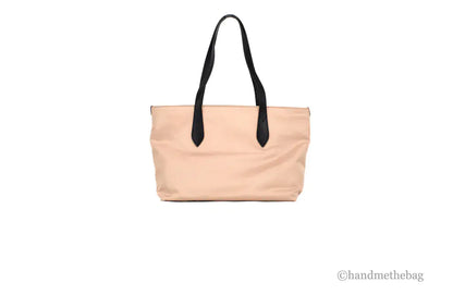 "Rainbow Galore Top Pick" Borsa tote in nylon Econyl piccola rosa beige con marchio Burberry