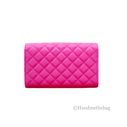 Versace Evening Crossbody Clutch Medusa Fuchsia Soft Quilted Fabric