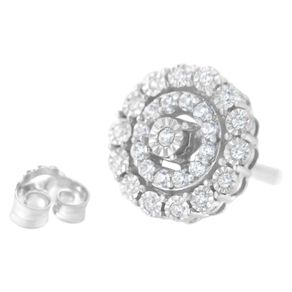 Jewelry - 10KT White Gold 1/2 cttw Double Halo Brilliant Round-Cut Diamond Stud Earrings (I-J Clarity, I2-I3 Color)