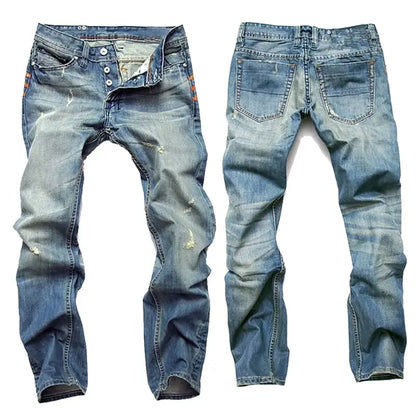 Men Jeans Straight Cotton High Quality Denim Pants