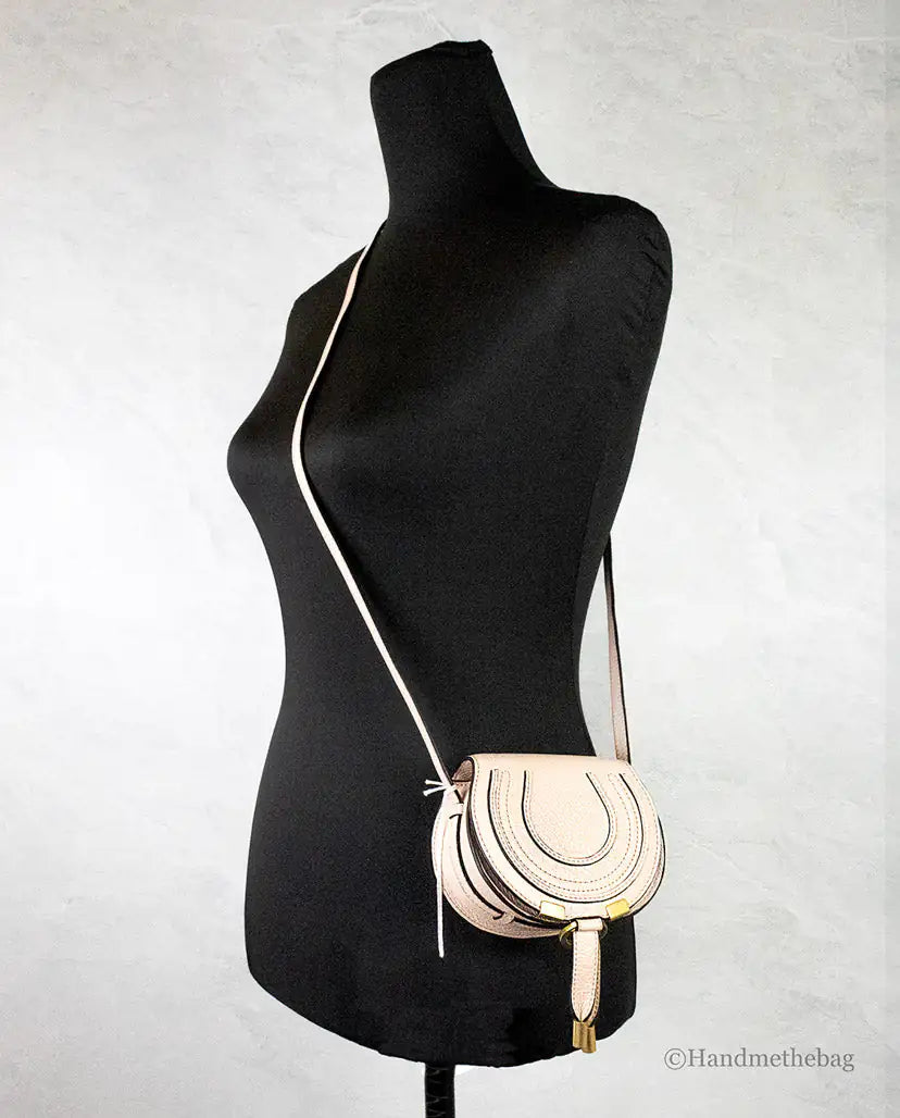 Chloe Nano Marcie Pale Blush Leather Shoulder Saddle Bag