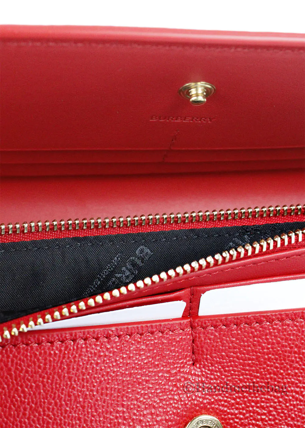 Burberry Porter Red Leather Branded Embossed Clutch Flap Wallet